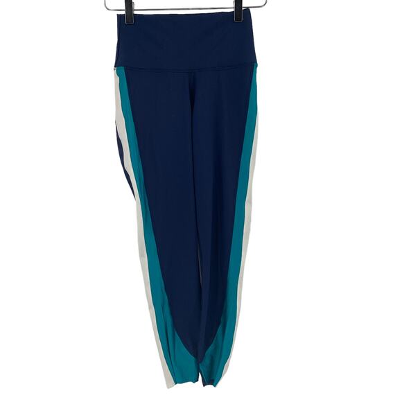 GOOD AMERICAN Leggings Size S Activewear Athletic Pants Workout Blue White Teal - Picture 3 of 5